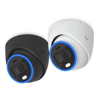 UniFi AI Turret security cameras in black and white